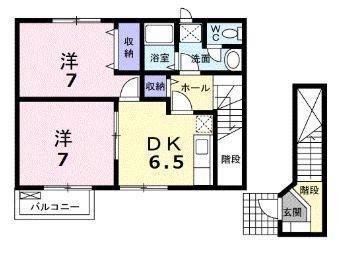拡大写真:福山市駅家町大字近田 2階203の間取り