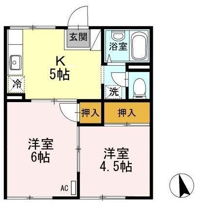 拡大写真:府中市出口町 2階201の間取り