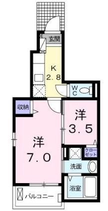 拡大写真:福山市春日町6丁目 1階106の間取り