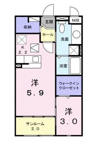 拡大写真:福山市南蔵王町2丁目 1階102の間取り