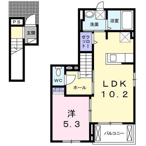 拡大写真:尾道市高須町 2階201の間取り