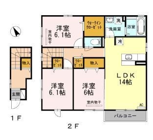 拡大写真:福山市川口町5丁目 1階201の間取り
