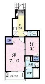 拡大写真：福山市山手町１丁目 1階102の間取り
