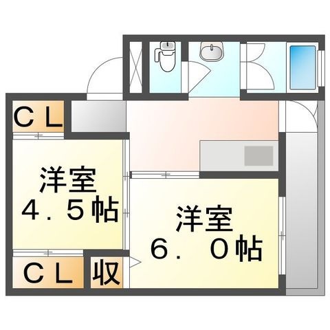 拡大写真:笠岡市緑町 5階508の間取り