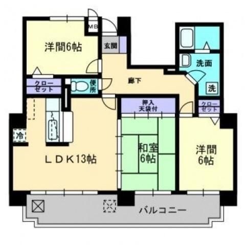 拡大写真:福山市松浜町4丁目 2階202の間取り