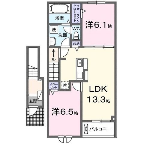 拡大写真:福山市春日町6丁目 2階203の間取り
