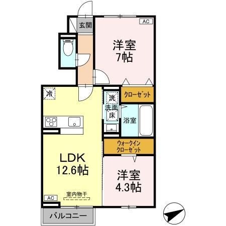 拡大写真:福山市曙町6丁目 1階103の間取り