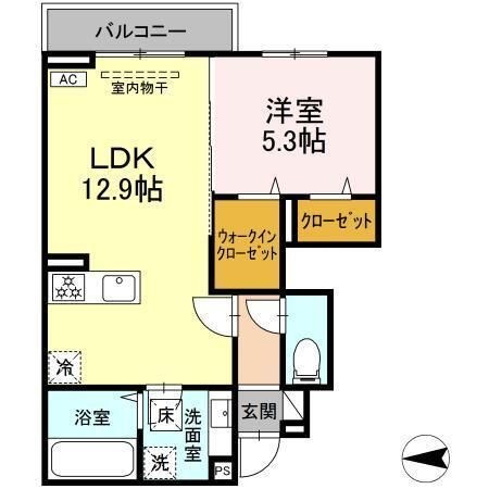 拡大写真:福山市神辺町大字川北 1階101の間取り