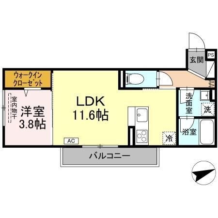 拡大写真:福山市新涯町4丁目 1階103の間取り