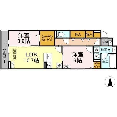 拡大写真：福山市東深津町２丁目 1階103の間取り