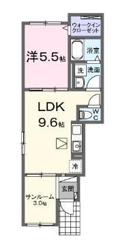 拡大写真:福山市高西町2丁目 1階101の間取り