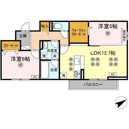 拡大写真:福山市東深津町6丁目 2階202の間取り