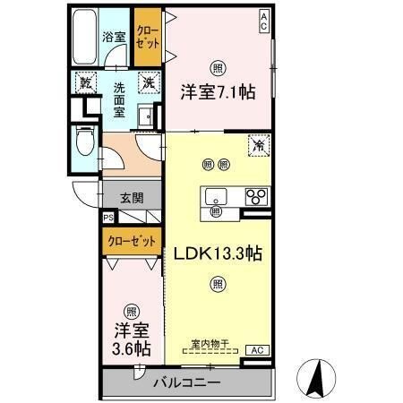 拡大写真:福山市南蔵王町1丁目 1階102の間取り