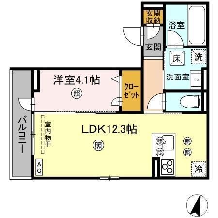 拡大写真:福山市西深津町6丁目 1階102の間取り