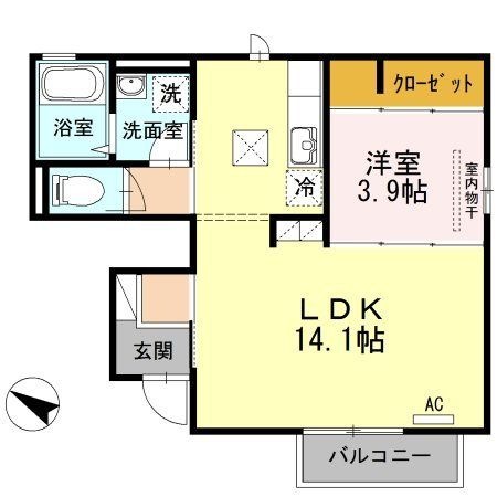 拡大写真:ウィット室積Ⅳ 1階103の間取り