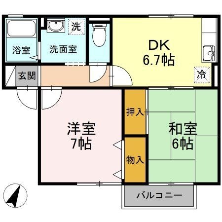 拡大写真:セジュール誉 B棟 2階205の間取り