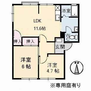 拡大写真:サンライフ光 A棟 1階101の間取り