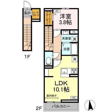 拡大写真:Castle Hills Y 2階202の間取り