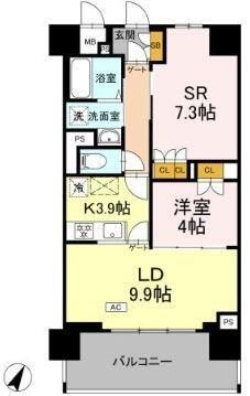 拡大写真：リーラ横浜川和町 5階503の間取り