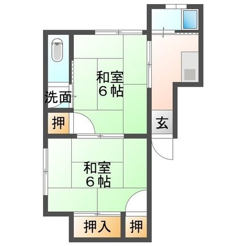 拡大写真:柿園アパート 2階201の間取り