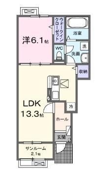 拡大写真:グローブコクブ A 1階102の間取り