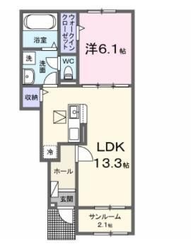 拡大写真:グローブコクブ A 1階103の間取り