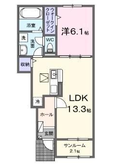 拡大写真:グローブコクブ B 1階102の間取り