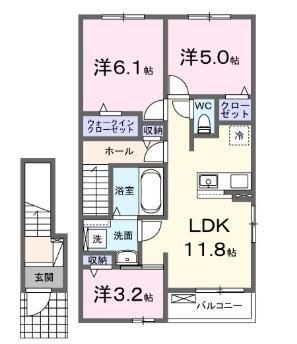 拡大写真:グローブコクブ C 2階204の間取り