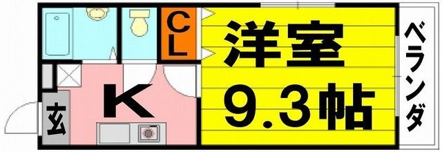 拡大写真:豊中市螢池中町1丁目 1階105の間取り