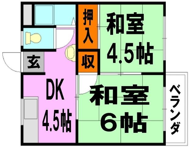 拡大写真：池田市畑１丁目 2階203の間取り
