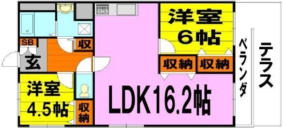 拡大写真:池田市鉢塚3丁目 2階203の間取り