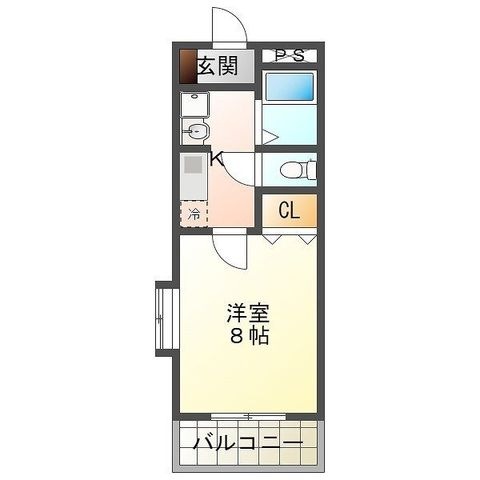 拡大写真:クレストスカーラ・カクB 3階302の間取り