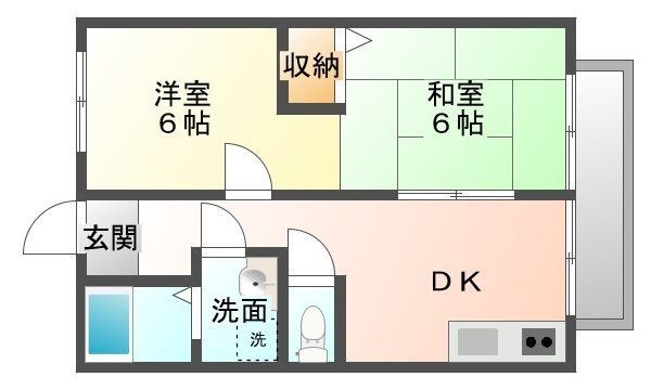 拡大写真:シャンティ別府 2階201の間取り