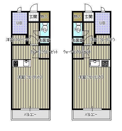 拡大写真:グリーンベル 3階301の間取り