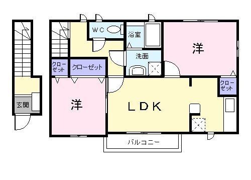 拡大写真：PineTreeA 2階202の間取り