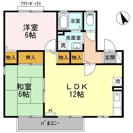 拡大写真：シャルマンＨＡＭＡ　Ｂ 2階202の間取り