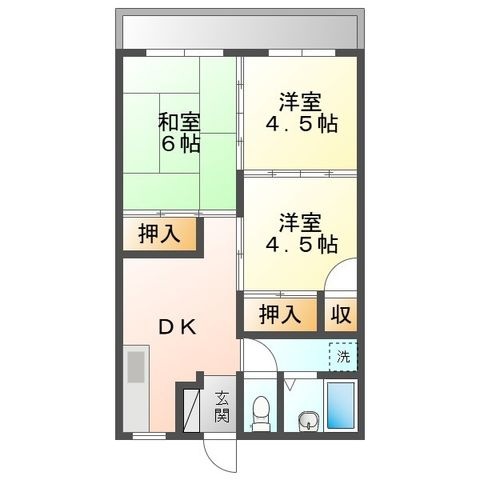 拡大写真:ミールハイツ 2階201の間取り