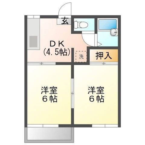 拡大写真:グランドメゾン福寿A 2階201の間取り