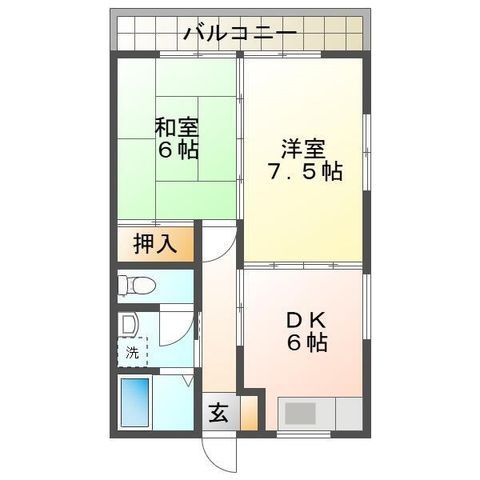 拡大写真:スマイル21 2階101の間取り