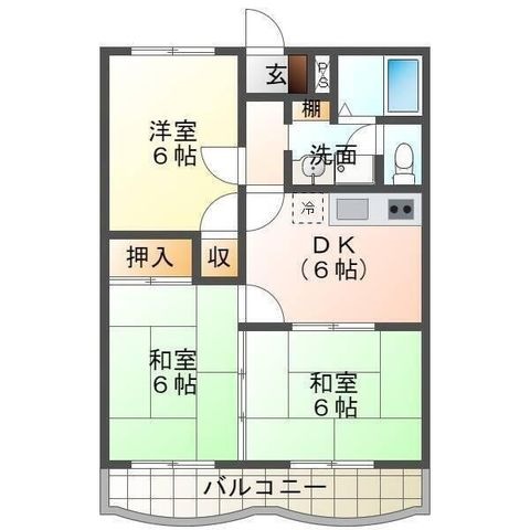 拡大写真:延岡市浜砂2丁目 102の間取り