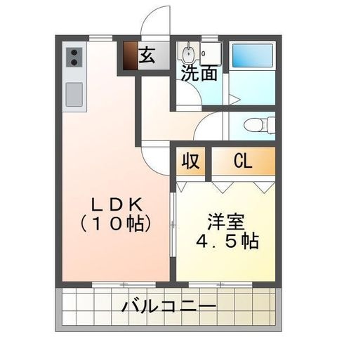拡大写真:プラウド川原崎 2階202の間取り