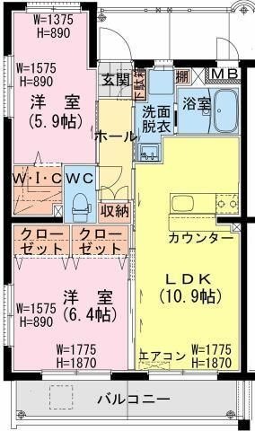 拡大写真:トレジャー ビルド 3階310の間取り