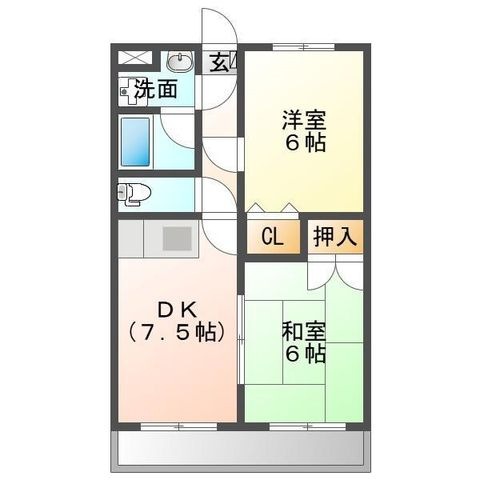 拡大写真:チャオ天志館 4階408の間取り