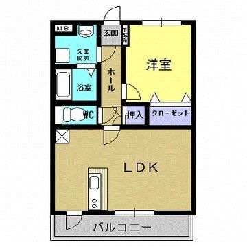 拡大写真：アクロス 2階201の間取り