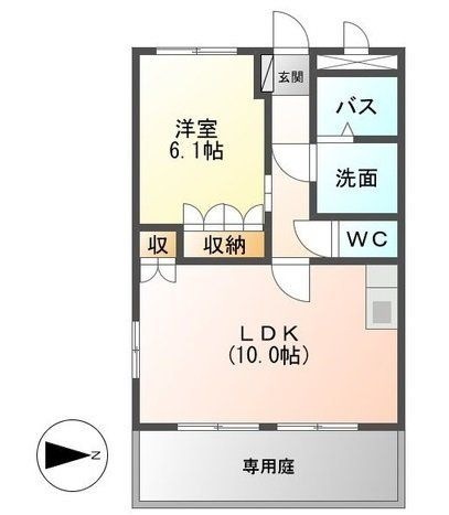 拡大写真:スモールガーデン 巧 1階203の間取り