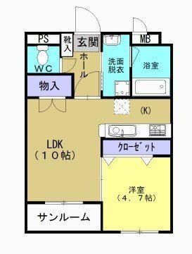 拡大写真:プリマベーラ 2階303の間取り