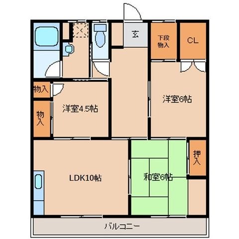 拡大写真:豊川グリーンハイツⅡ 3階302の間取り