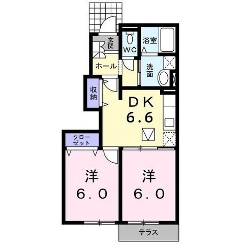 拡大写真：ラフィーネ壱番館 1階102の間取り