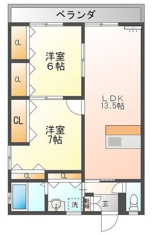 拡大写真:ロイヤルヒルズⅡ 2階201の間取り