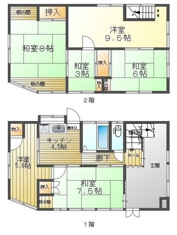 拡大写真:円座貸家 1階1の間取り